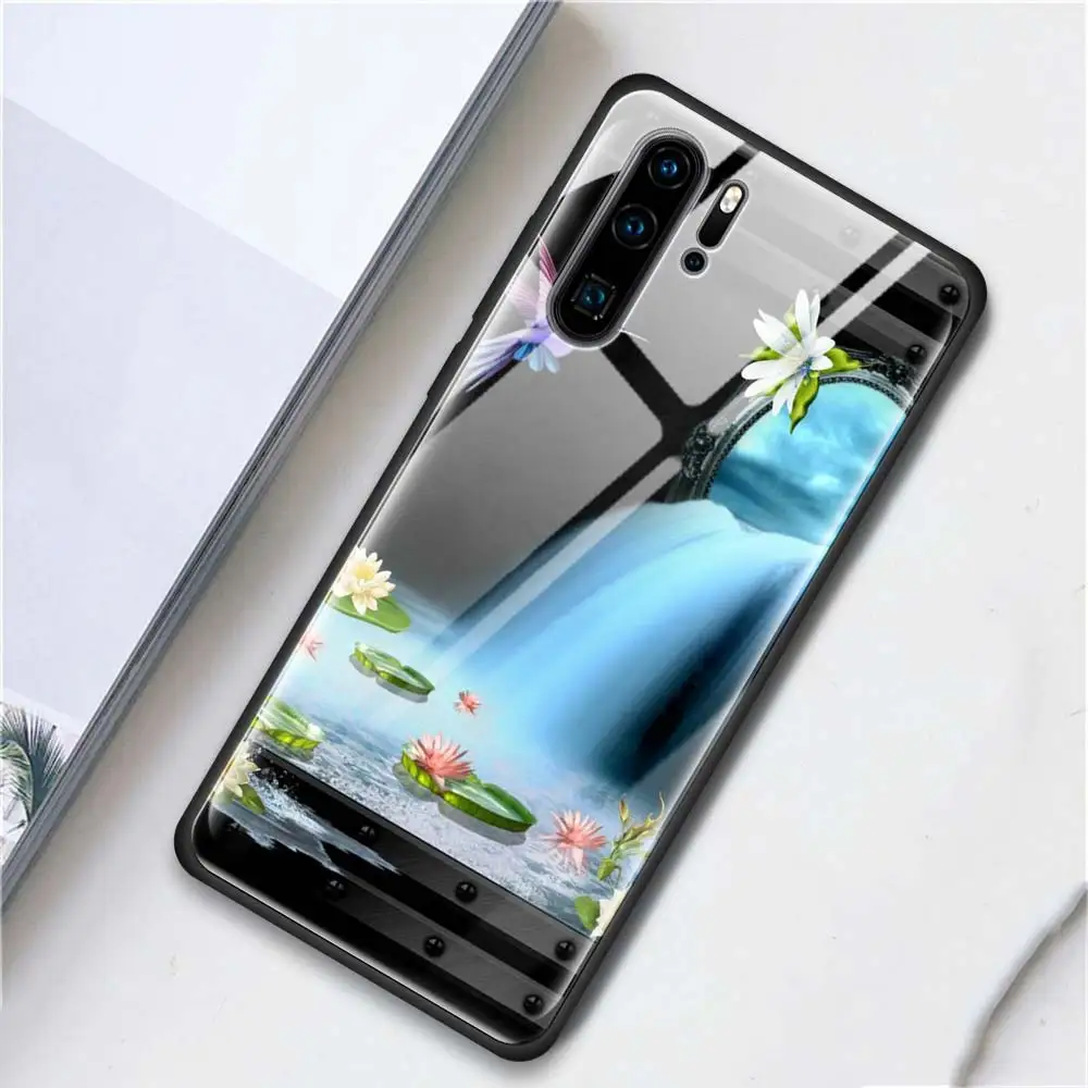 T05 Чехол для телефона из закаленного стекла для huawei mate 10 20 Lite Pro Чехол для Honor 8X 9X 9X Pro задняя крышка пион Sunflowe Роза Маргаритка - Цвет: T05