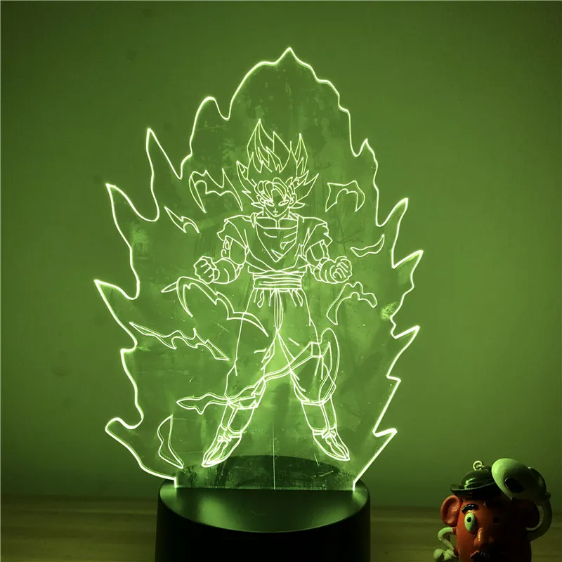 3D светодиодный ночной Светильник Dragon Ball Z Вегета супер фигурку 7 цветов сенсорный оптический Иллюзия настольная лампа для дома украшения модель - Испускаемый цвет: Goku D