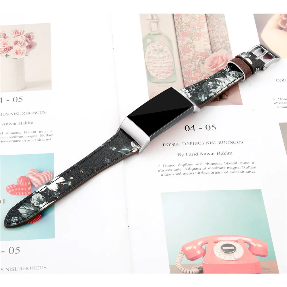 Essidi For Fitbit Charge 3 4 Leather Band Women Men Smart Bracelet Replacement For Fitbit Charge 3 4 Wristband Watch Strap Loop