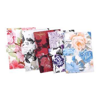 

1pc Colorful Blooming Flowers Fashion And Standard Size Passport Cover Waterproof Solid Pu Leather Passport Holder