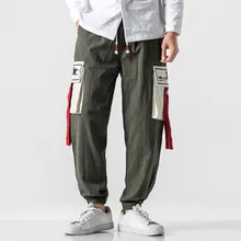 Брюки в стиле хип-хоп с боковыми карманами, мужские брюки-карго, мужские комбинезоны для отдыха, модные ретро брюки с эластичным поясом, pantalones hombre