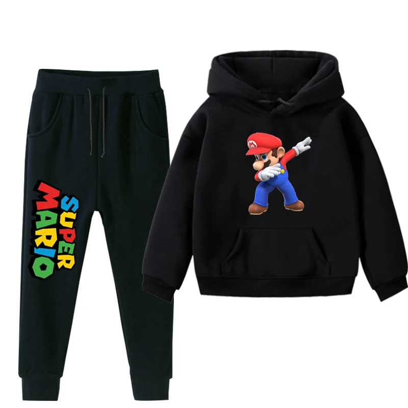 

New Mario Print Toddler Kids Baby Boys Girls Clothes Hoodies Sweatshirt+Pant Outfit Casual Children Suit Fashion Clothing Set