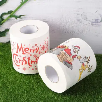 

2 Roll Christmas Roll Paper Creative Portable Useful Christmas Printed Toilet Paper Christmas Tissue Roll for Home Restaurant