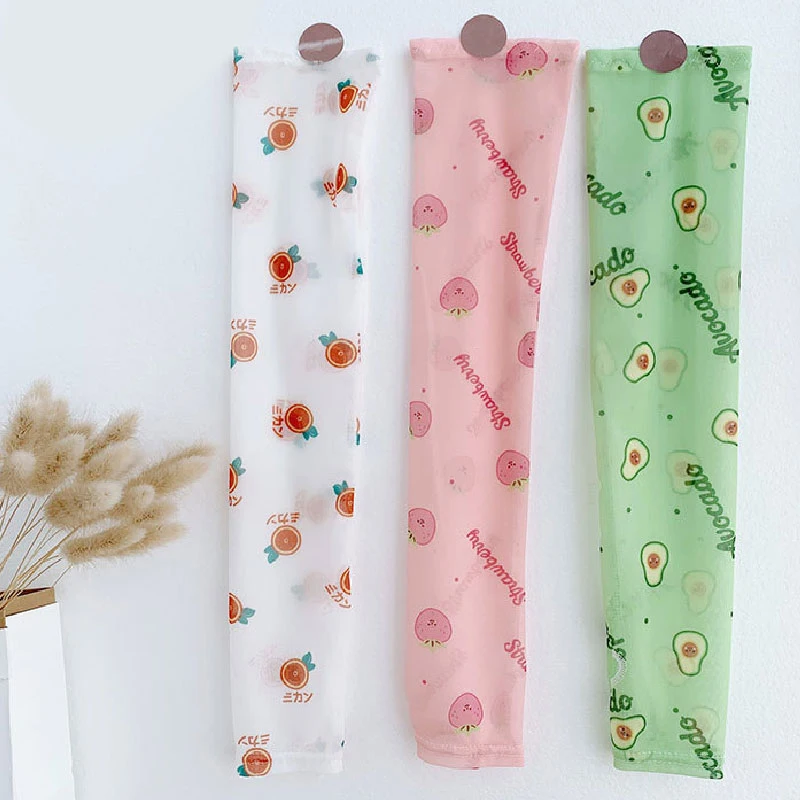 

1 pairs Ice Silk Arm Sleeves avocado Corgi Srawberry arm Warmers Summer Spors Protection Run Cycling Pattern daisy Sunscreen Hot