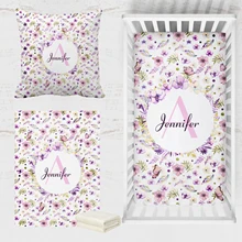 

LVYZIHO Baby Girl Crib Bedding Set, Watercolor Floral Crib Sheet, Blanket, Custom Pillow