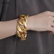 SHIXIN преувеличенный CCB материал панк массивный браслет-цепочка для женщин хип-хоп большая кубинская цепочка модные браслеты для девочек