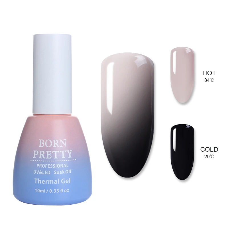 

BORN PRETTY 6ML/10ML Thermal Nail Gel Polish 3 in 1 Temperature Color Changing Nail Art Soak Off UV Gel Varnish Long Lasting Gel