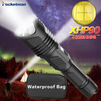 

Hight Brightest X-lamp XHP90 LED Flashlight Tactical Flashlight Zoomable Torch USB Rechargeable Flashlight with Safety Hammer