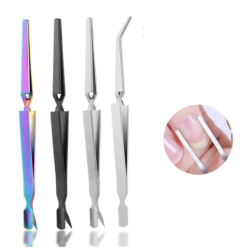 1Pc Rainbow Stainless Steel Nail Shaping Tweezers for UV Gel Tips C Curve Pinchers Sculpture Clip 3 Colors Art Tools |