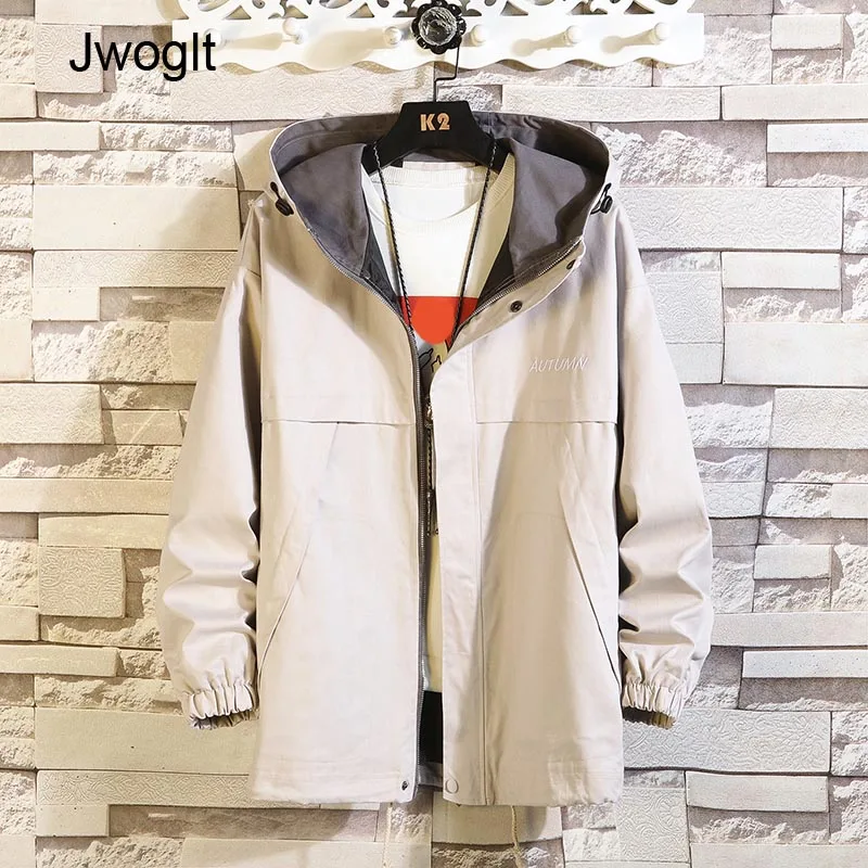 

Spring Autumn Korean Fashion Jackets Men Casual Cotton Zipper Windbreaker College Hooded Coat Homme 4XL 5XL