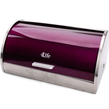 

1Pcs Stainless Steel Flip Cover Bread Box Storage Box Tank Multi-function Household Thicken Hi-quality Purple Box Packaging