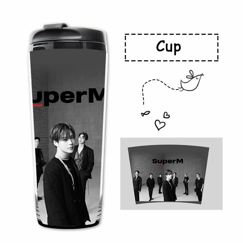 Kpop SuperM первый мини альбом водная чашка SuperM BAEKHYUN KAI TAEYONG TAEMIN десять кривая чашка с двойными стенками пластиковая чашка вентиляторы коллекция