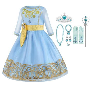 

Girls Merida Dress New Year Princess Dress Up Christmas Kids Velvet Clothes Fantasia Merida Blue Costumes
