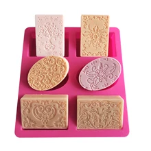 Silicona para jabón moldes 6 cavidad hecha a mano DIY diseños variados molde para pastel Pudding magdalenas vela jabón herramientas y suministros
