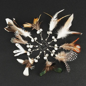 10pcs Small Feather Cat Toy DIY Replace Cat Teaser Stick Replacement Pet Toy Accessories