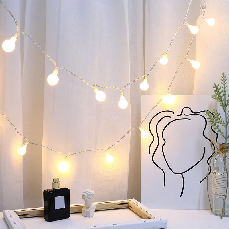 

20LED White Ball Shape Light Bulb String USB Powered Home Bedthroom Christmas Decoration Bed Hangong
