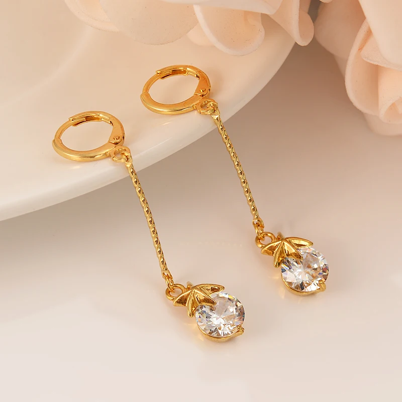 

white crystal cz ball Beads Earrings for Women/Girls Gold Color Ball Earing wedding bridal party Jewelry Gifts African dropship