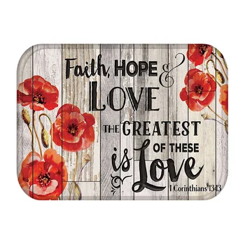 

40x60cm Household Rectangular Non-slip Doormat Bedroom Floor Mat Kitchen Floor Mat Doormat Alphabet Heart Print Mat Decoration .