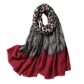 

Women Scarf Crinkle Hijabs Headband Print Fold Shawls and Wraps Cotton Neck Scarves Foulard
