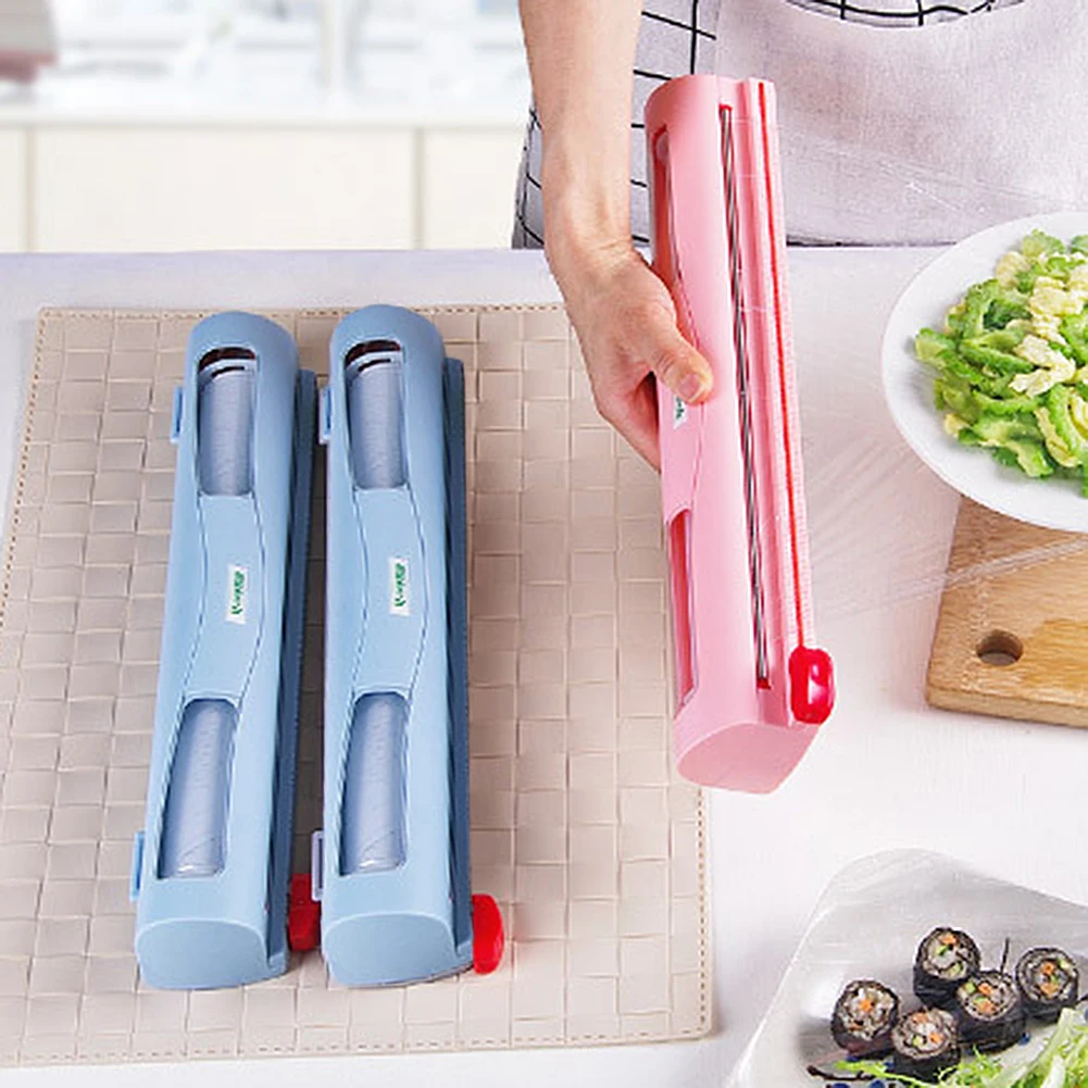 Magic ABS Good Useful Fruit Food Fresh Keeping Plastic Cling Wrap Dispenser Preservative Film Cutter Kitchen Tool Accessories