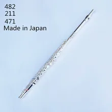 Feito no japão flauta 16 buracos prateado, transversal flauta obturador c chave com e instrumento musical chave