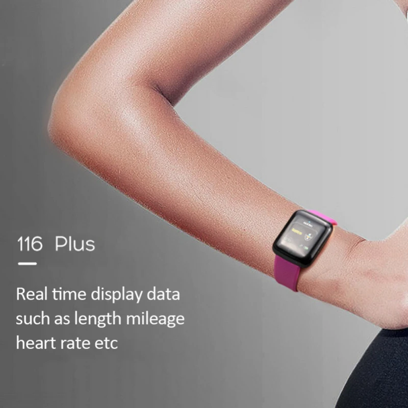 116 PLUS Smart Bracelet Watch Color Screen Heart Rate Blood Pressure Monitoring Track Movement IP67 Waterproof Fitness Bracelet