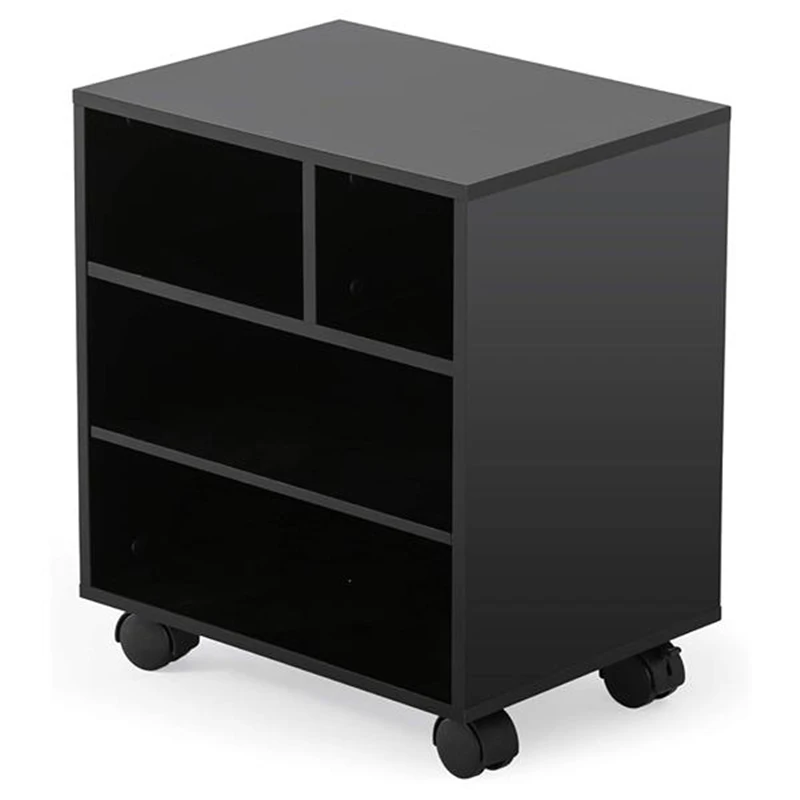 

4 layer 4 grid printer file storage rack with 4 wheels-black
