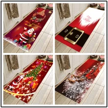 Рождественское украшение для дома, дверной коврик с рождественским декором, дверной коврик с принтом Санта Клауса, фланелевый коврик для пола, нескользящий коврик