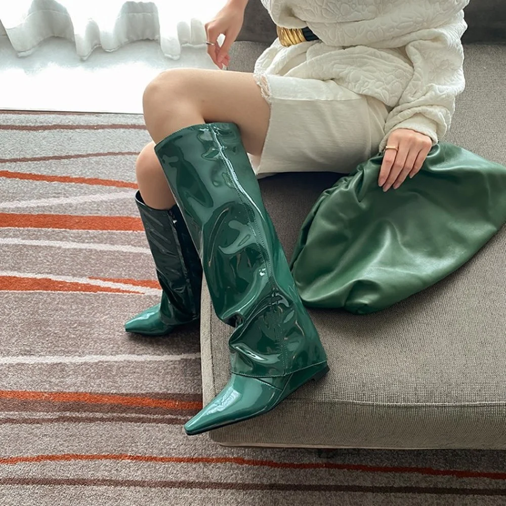 Womens Puntschoen Knie Dij Laarzen Echte Leren Schoenen Chunky Hoge Hak  Chelsea Lange Western 3 Kleuren 2023|Knie hoogte Laarzen| - AliExpress