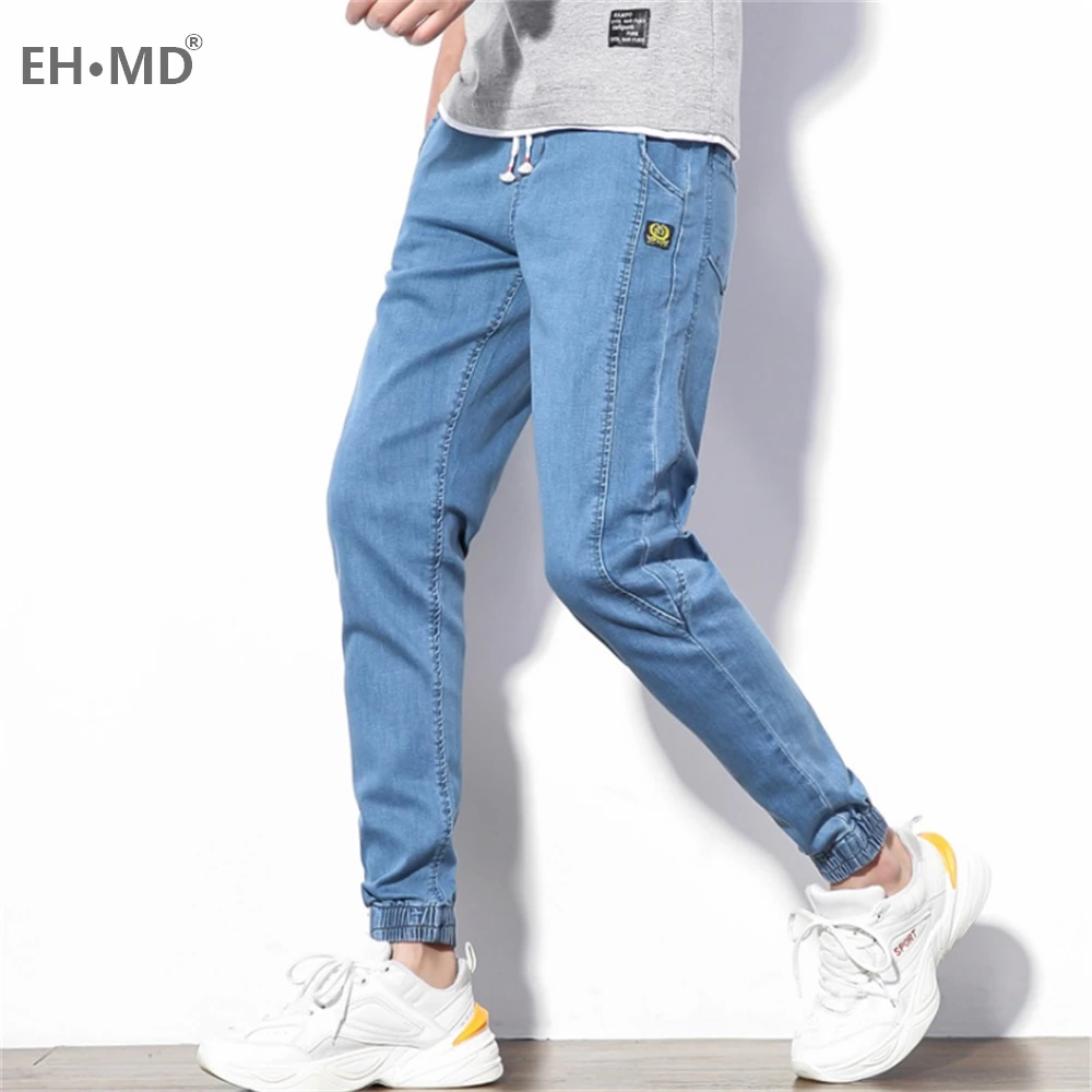 EH · MD®Джинсы на шнурке мужские с эластичным поясом повседневные брюки из мягкой