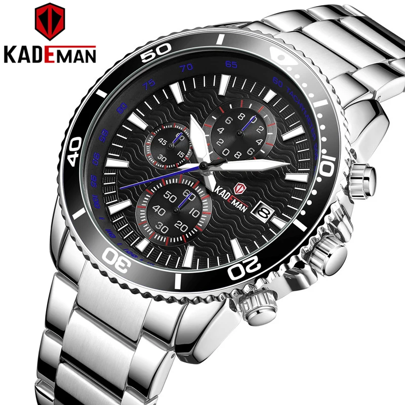 

861 Quality Men Watches Luxury Brand KADEMAN Watch Small Dials 3ATM Military Sport Quartz Wristwatch Fashion Male Clock Relogio