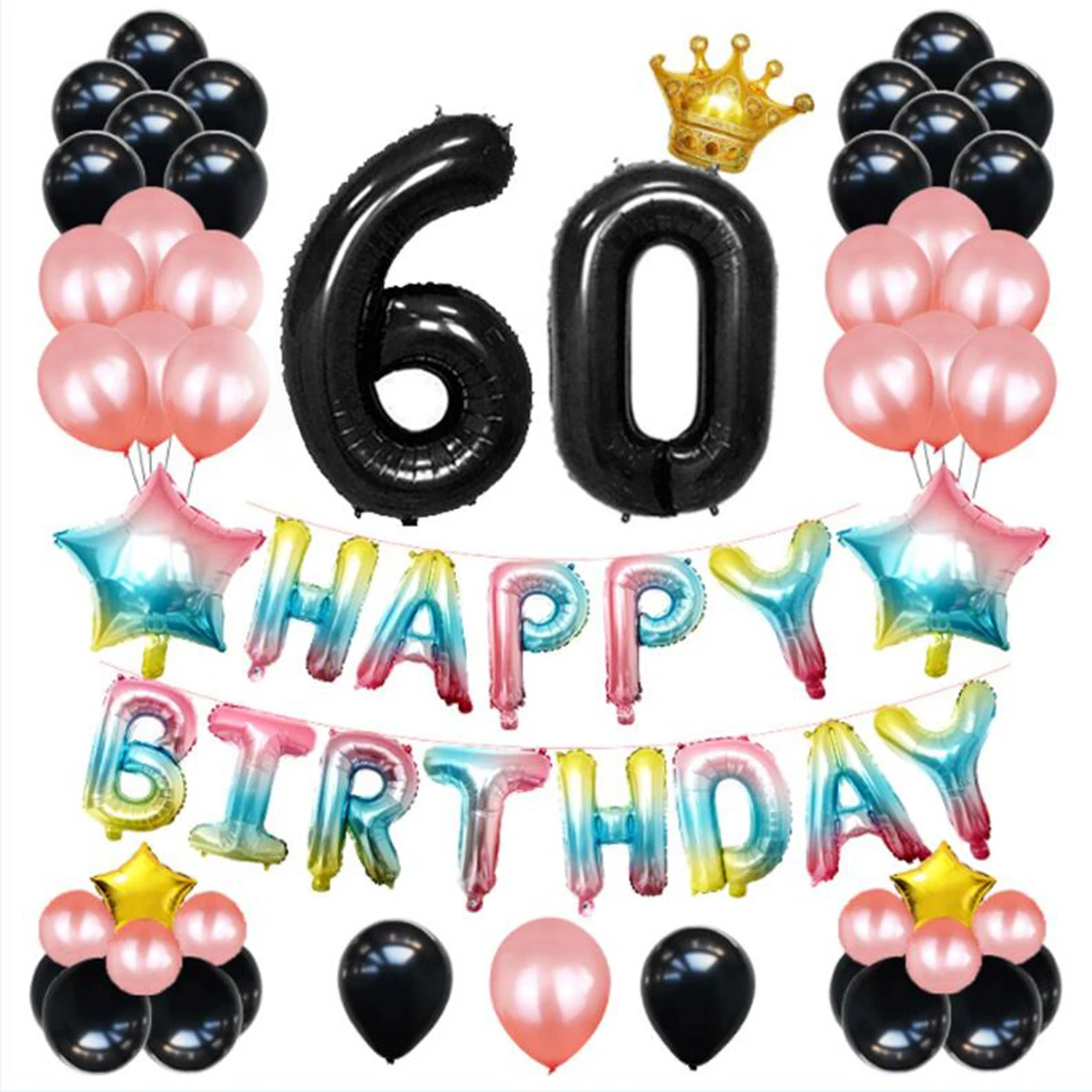 День рождения цветные воздушные шары комплект алюминиевой фольги и латекса воздушные шары для вечеринок принадлежности день рождения приспособления для декора вечеринки - Color: 60