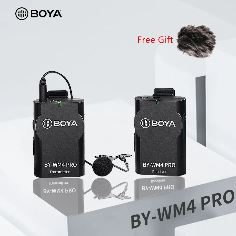 

BOYA BY-WM4 Pro/BY-WM4 Mark II Wireless Studio Condenser Microphone Lavalier Lapel Interview Mic for iPhone Canon Nikon Cameras