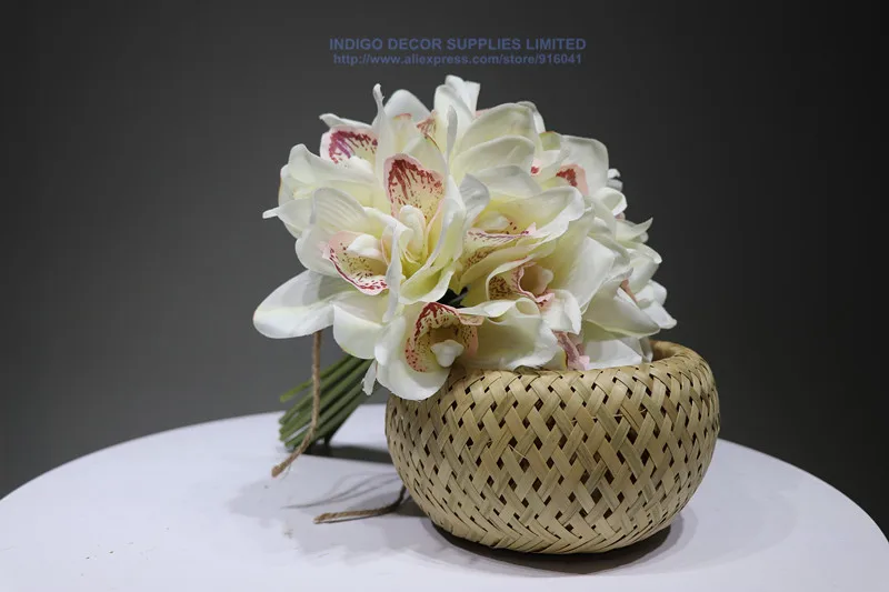 Индиго 21 шт./лот белый орхидеи Цимбидиум ПУ Орхидея из латекса невесты банкет Настоящее прикосновение искусственный цветок для свадьбы партии