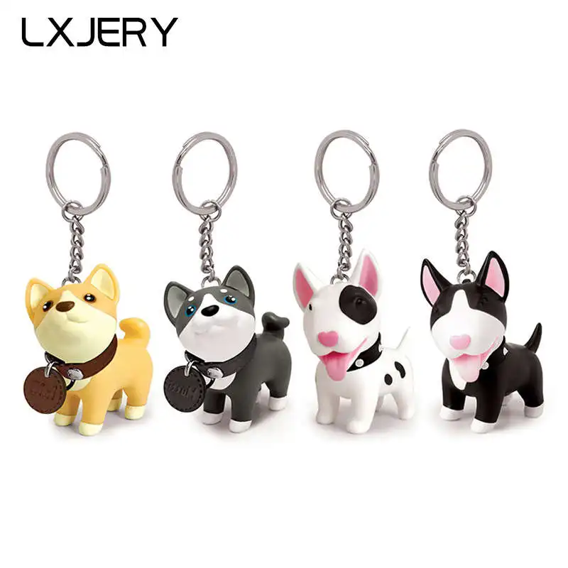 LXJERY 4 стиля милые брелки с собаками женская сумка Подвеска бультерьер Хаски Акита брелоки с собаками для мужчин Дети игрушка брелок для ключей подарок
