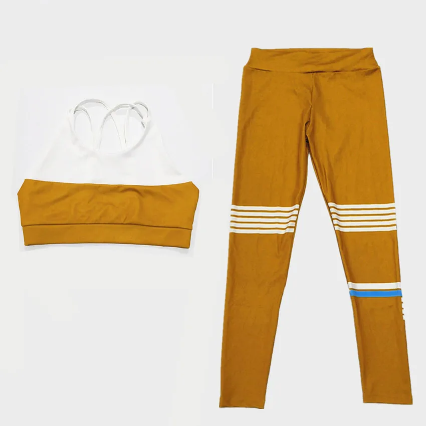 Спортивный костюм для фитнеса, женская спортивная одежда, спортивный костюм для бега, леггинсы, спортивный бюстгальтер, штаны для йоги, комплект для йоги, conjunto deportivo mujer, спортивный костюм - Цвет: CB1020 yellow set