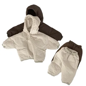 

Baby Boy Winter Clothes Set Kids Warm Thicken Hooded Pullover + Pants Children 2pcs Suit Girls Casual Cotton-padded Coats Set