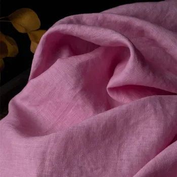 

Quality flax fabric Cherry Blossom powder color tissu Top grade robe dress pants shirt coat material