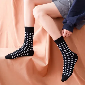 

Fashion Plaid Long Socks Women Warm Socks Leg Japan Cotton Socks Femme Streetwear School