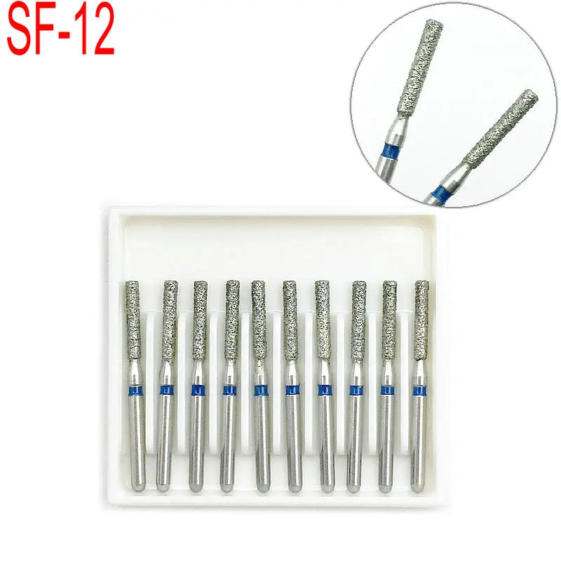 Kit de brocas de diamante Dental, herramienta de mano de alta velocidad, medio FG, 1,6 M, pulido y suavizado, producto blanqueador, SF-12, 10 Uds.