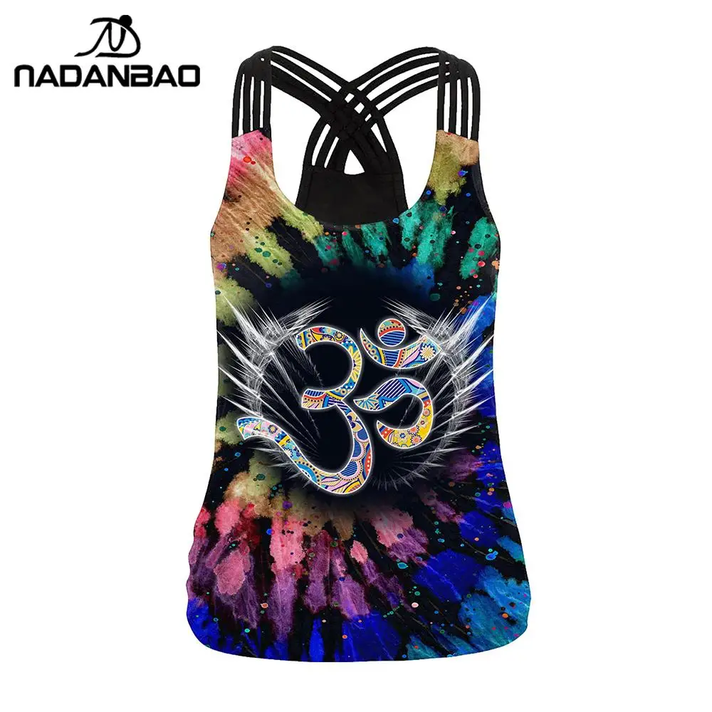 

NADANBAO The OM Symbol Mandala Women Vest Tops 3D Printing Aztec Round Ombre Flower Sling Tops Fashion Sexy Backless Tank Top