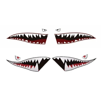 

1Pair Shark Mouth Tooth Teeth Reflective Sticker Vinyl Auto Car Cool Refiting Exterior Decal for Side Door Car Styling