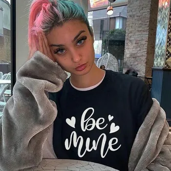 

Be Mine Letter Print Sweatshirt Women Fall Clothes O Neck Long Sleeve Plus Size Hoodie Causal Tops Harajuku Pullovers Dropship