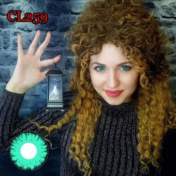 

Scare Cosplay Contact Lenses Yearly Disposable Soft Colore Lenses For Anime Eyes CL259 GREEN DEVIL