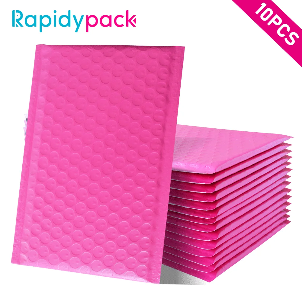 10 unids/pack rosa de burbuja poli Mailer sobre acolchado auto sello de correo de envío bolsas boda sobre de la burbuja sobres de envío