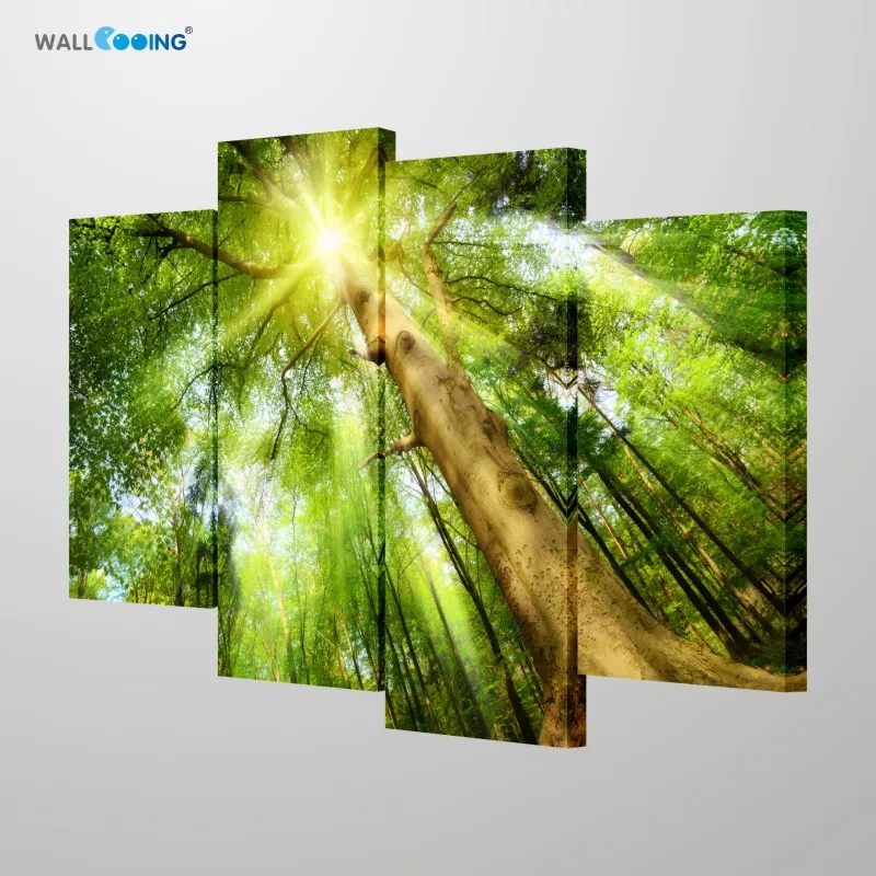 

4 panels canvas art Colorful canvas painting Modular pictures setting spray Woods sunshine image modern home decoration wall art