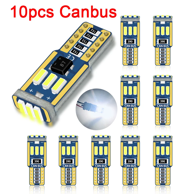 10 шт. T10 Led Canbus W5W Светодиодная лампа для салона автомобиля светильник 9led 4014smd 194 168