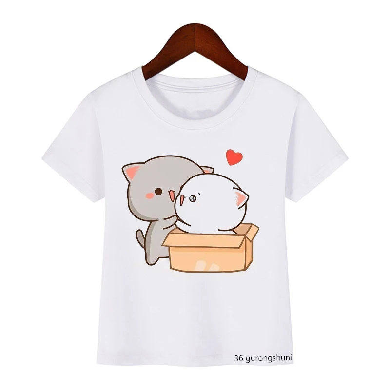 

2024 Hot Sale Love Productschildren T-shirt Funny Cartoon Peach Cat Print Kids T Shirts Clothes Summer Tops Girls T Shirt