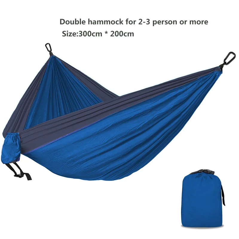 Blue and dark grey Гамак-парашют для кемпинга выживания садовая уличная мебель Досуг Спящая Hamaca путешествия двойной гамак 300*200 см - Цвет: Blue and dark grey