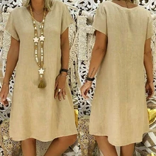 Женские свободные однотонные платья повседневные женские офисные платья-рубашки летние весенние платья с коротким рукавом и v-образным вырезом Vestidos